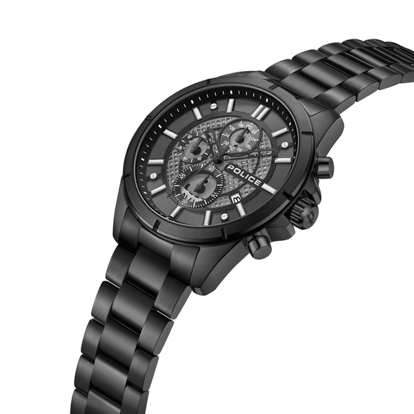 Police Burbank Chronograph Quartz Black Dial Ion-Plated Stainless Steel Watch (PEWGI0054004) - Cassim & Co South Africa