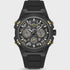 Police Challenger 46mm watch with black honeycomb dial, three sub-dials and black silicone strap