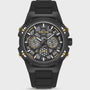 Police Challenger 46mm watch with black honeycomb dial, three sub-dials and black silicone strap