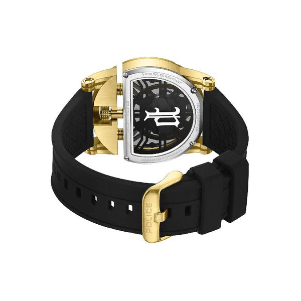 Police Daintree Skeleton Gold-Tone Black Rubber Strap Men's Watch (PL245) - Cassim & Co South Africa