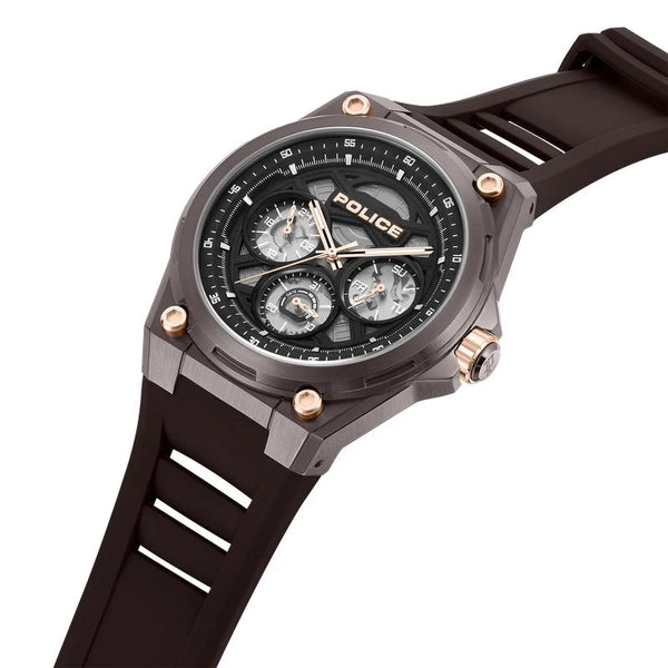 Police Dominion Multifunction Quartz Black Dial Gunmetal Ion-Plated Stainless Steel Watch (PEWGQ0093801)