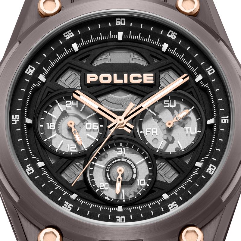 Police Dominion Multifunction Quartz Black Dial Gunmetal Ion-Plated Stainless Steel Watch (PEWGQ0093801)
