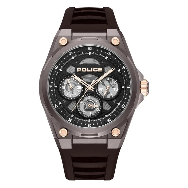 Police Dominion Multifunction Quartz Black Dial Gunmetal Ion-Plated Stainless Steel Watch (PEWGQ0093801)