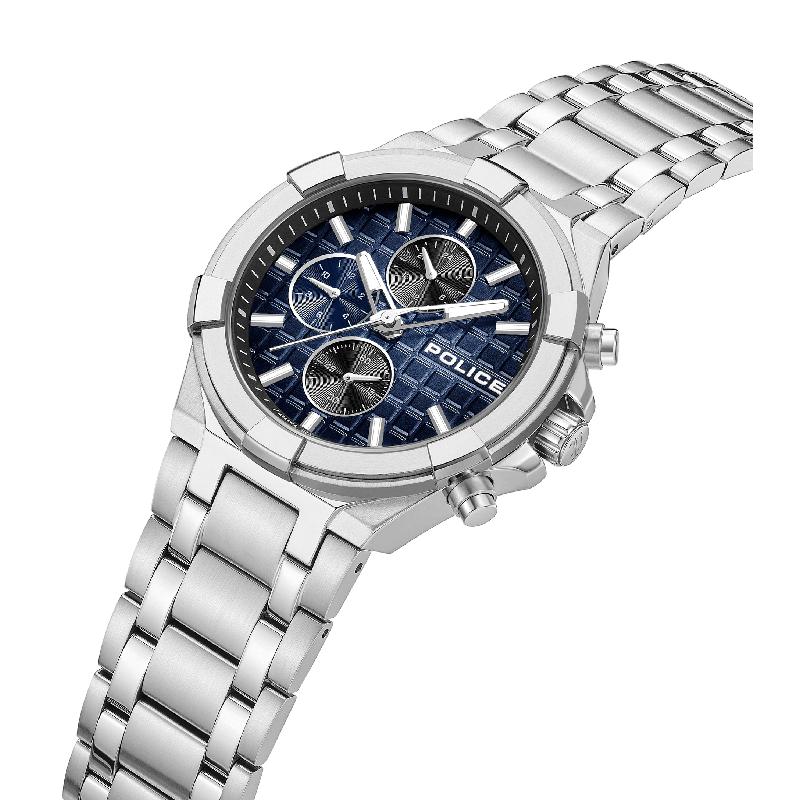 Police Guardian Chronograph Quartz Blue Dial Stainless Steel Watch (PEWGK0082004)