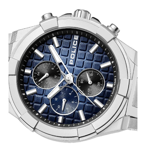 Police Guardian Chronograph Quartz Blue Dial Stainless Steel Watch (PEWGK0082004)