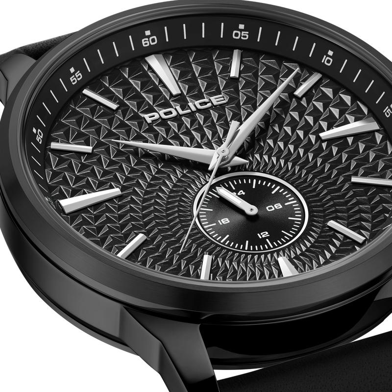 Police Jet Urban Quartz Black Textured Dial Gunmetal Stainless Steel Small Seconds Watch (PEWGF0093603)
