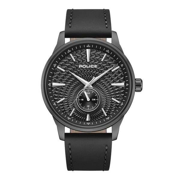 Police Jet Urban Quartz Black Textured Dial Gunmetal Stainless Steel Small Seconds Watch (PEWGF0093603)