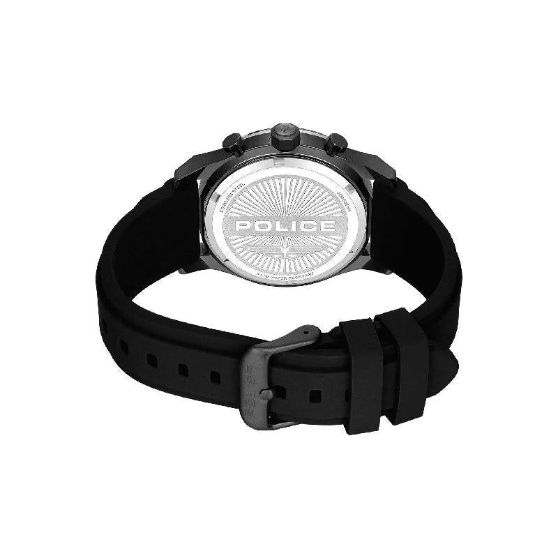 Police Knotty Chronograph Quartz Black Dial Silicone Strap Watch (PEWJQ0006405)