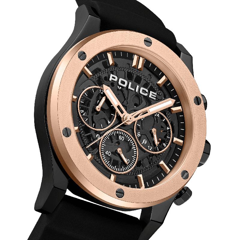 Police Knotty Chronograph Quartz Black Dial Silicone Strap Watch (PEWJQ0006405)
