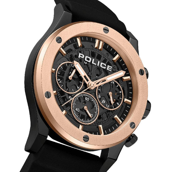 Police Knotty Chronograph Quartz Black Dial Silicone Strap Watch (PEWJQ0006405)