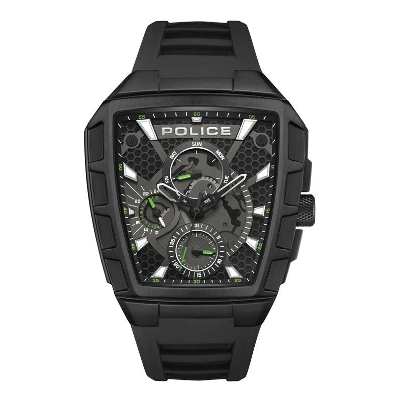 Police Tough Gear Multifunction Quartz Black Dial IP Black Stainless Steel Watch (PEWGQ0056801)