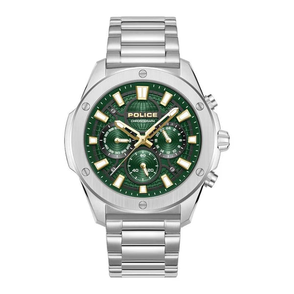 Police Moonstrike Chronograph Quartz Green Dial Stainless Steel Watch (PEWGK0093101)