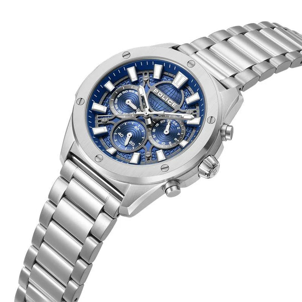 Police Moonstrike Quartz Chronograph Blue Dial Stainless Steel Watch (PEWGK0093102)