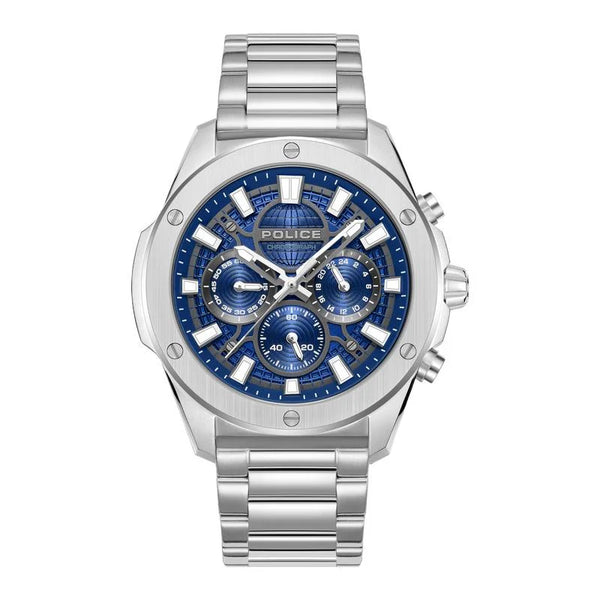 Police Moonstrike Quartz Chronograph Blue Dial Stainless Steel Watch (PEWGK0093102)