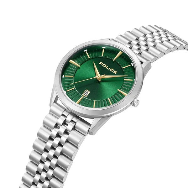 Police Patriot Urban Quartz Green Dial Stainless Steel Watch (PEWGG1530501)