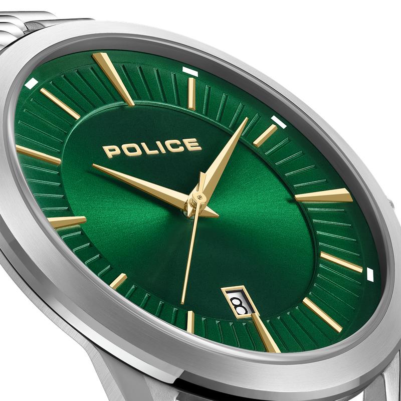 Police Patriot Urban Quartz Green Dial Stainless Steel Watch (PEWGG1530501)