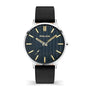 Police Tasman PL16023JS03A quartz watch with blue sunray dial, stainless steel case, and black leather strap