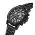 Black IP stainless steel case and fixed bezel with minute scale