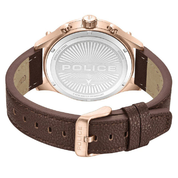 Police Wadden Quartz Chronograph Rose Gold Brown Leather Watch (PEWGC0054204) - Cassim & Co South Africa