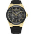 POLICE Salkantay PEWJQ2203241 mens quartz multifunction watch with 45mm gold-tone and black stainless steel case, black textured dial with luminous markers, and black silicone strap