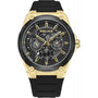 POLICE Salkantay PEWJQ2203241 mens quartz multifunction watch with 45mm gold-tone and black stainless steel case, black textured dial with luminous markers, and black silicone strap