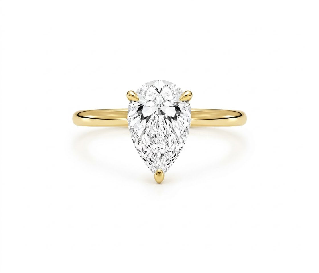 9ct Yellow Gold 1.00ct Pear Lab Grown Diamond Solitaire Engagement Ring (LR11)