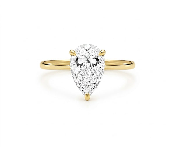 9ct Yellow Gold 1.00ct Pear Lab Grown Diamond Solitaire Engagement Ring (LR11)