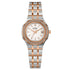 Rotary Brilliance RLB10015/01 ladies quartz watch with white tapisserie dial, crystal-set octagonal bezel, and two-tone rose gold stainless steel bracelet