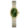 Rotary Heritage Astoria RLB10025/24 ladies quartz watch with deep green sunray dial, white Roman numerals, oval two-tone stainless steel and gold-plated case, multi-link pebble bracelet