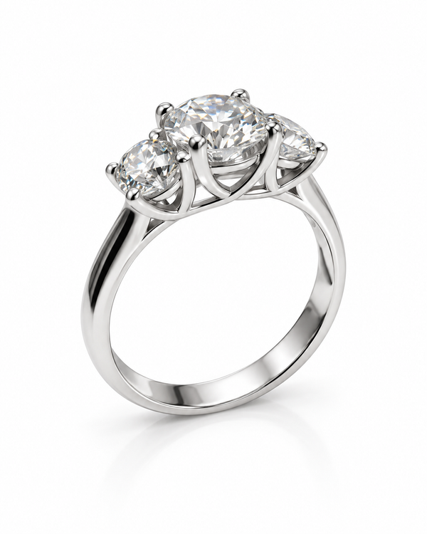 9ct White Gold 1.8ct Lab Grown Diamond Three Stone Ring (LR26)