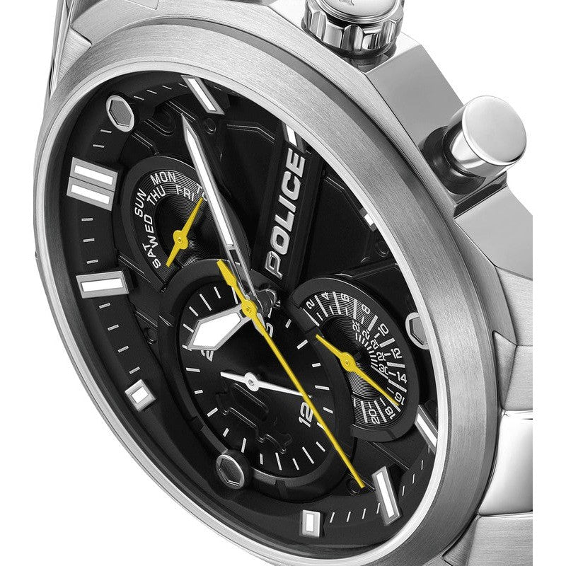 Police Reactor Quartz Chronograph Black Dial Stainless Steel Watch (PEWGK0039204) - Cassim & Co South Africa