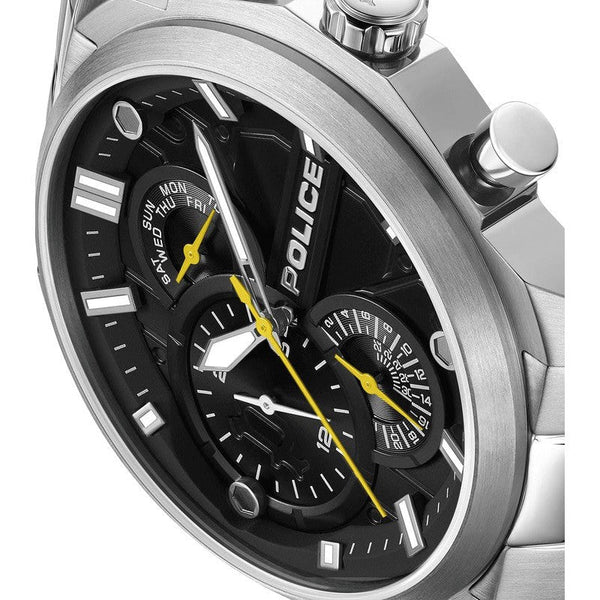 Police Reactor Quartz Chronograph Black Dial Stainless Steel Watch (PEWGK0039204) - Cassim & Co South Africa