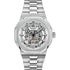 Rotary Regent GB05495/06 automatic skeleton dial watch with octagonal stainless steel case and integrated bracelet