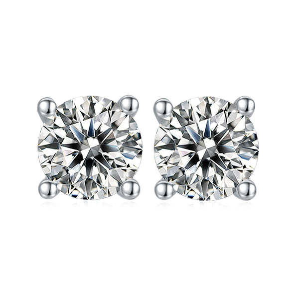 4 Claw Solitaire Stud Moissanite Earrings