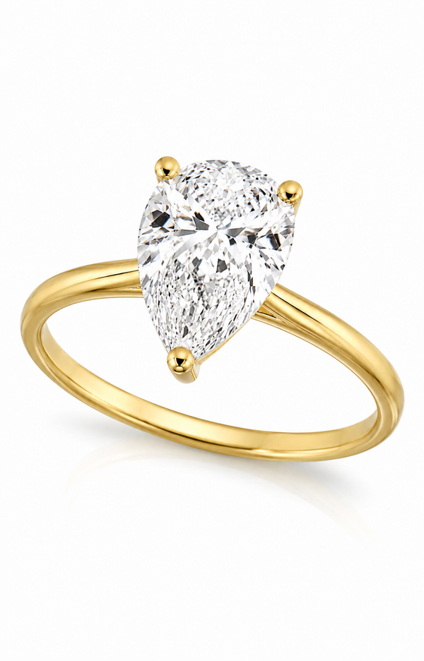 9ct Yellow Gold 1.5ct Pear Shape Lab Grown Diamond Solitaire Engagement Ring (LR27)