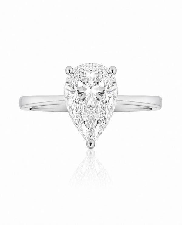 9ct White Gold 1.58ct Pear Shape Lab Grown Diamond Solitaire Engagement Ring (LR28)