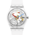 Swatch Clearly Gent SO28K100-S06 transparent skeleton dial quartz watch with multicoloured hands and clear polymer strap