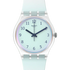 Swatch Ultraciel Pay SO28K110-5300 quartz watch with light blue dial, bio-sourced translucent case, and silicone strap with SwatchPay contactless payment