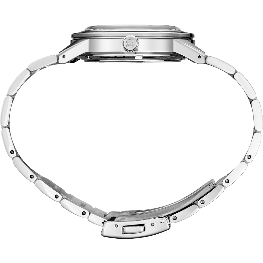 Stainless steel bracelet with three-fold clasp and push button release