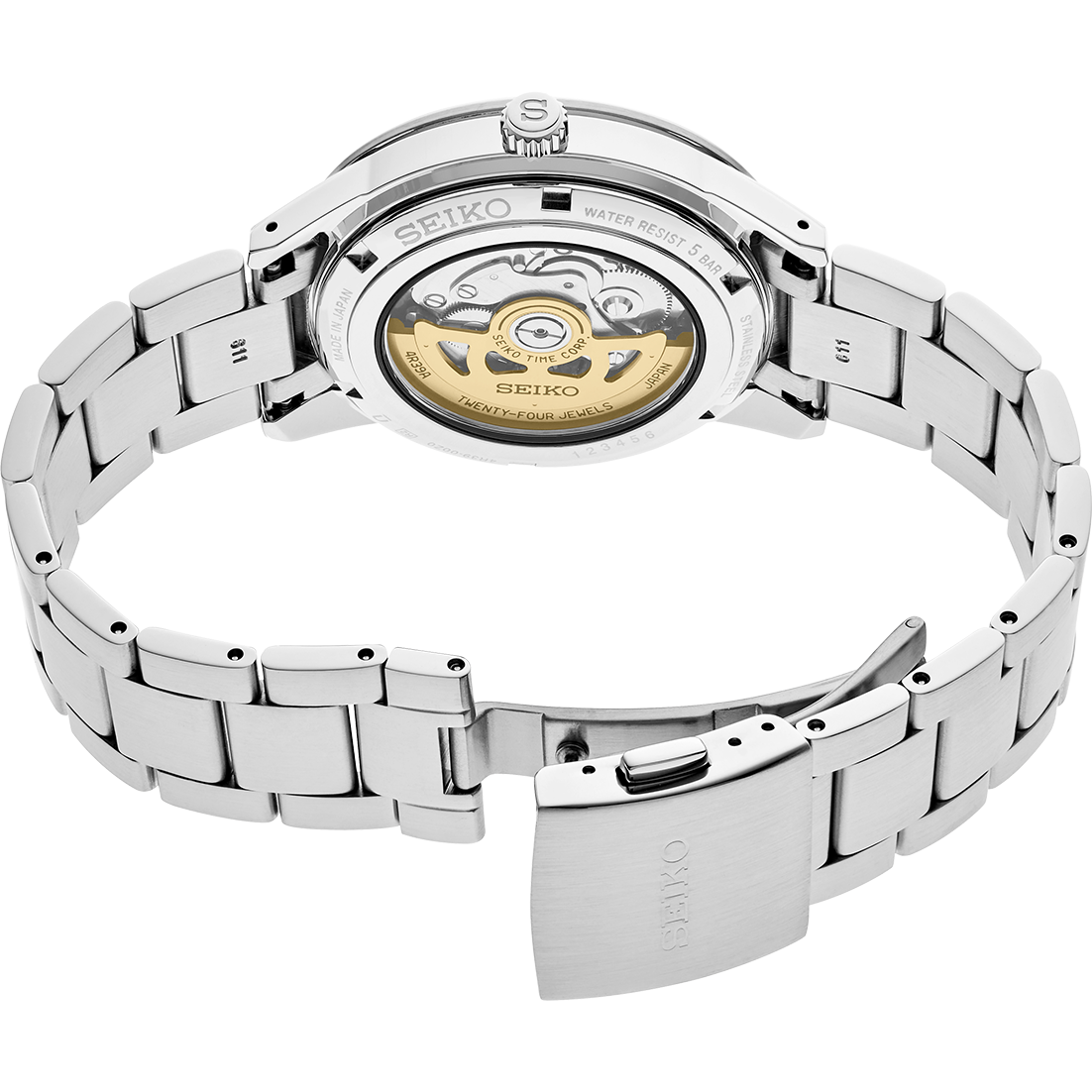 Side view of 40.8mm round steel case showing thickness and crown
