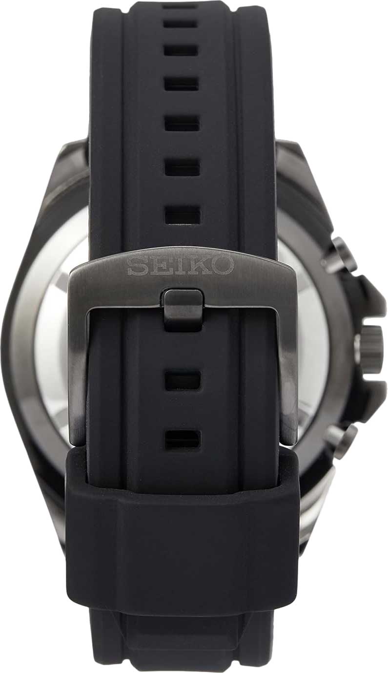 Seiko Chronograph Quartz Black Dial Black IP Stainless Steel Tachymeter Watch (SSB349P1)