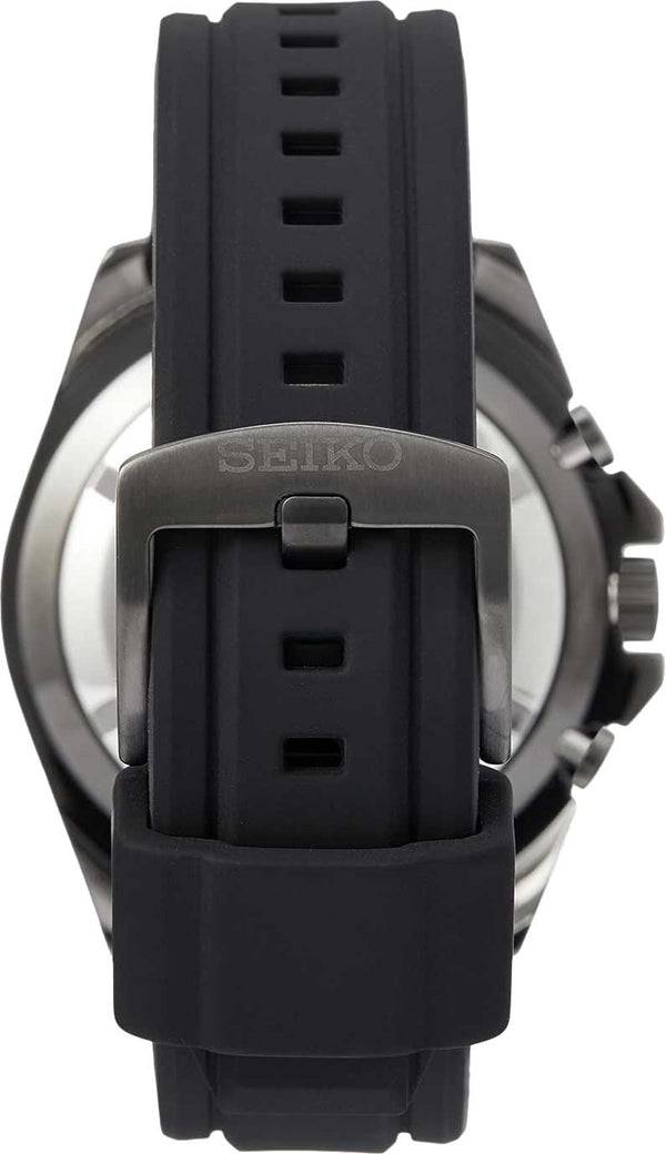 Seiko Chronograph Quartz Black Dial Black IP Stainless Steel Tachymeter Watch (SSB349P1)