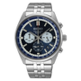 Seiko SSB427P1 chronograph watch with blue sunburst dial, stainless steel case and bracelet, tachymeter bezel