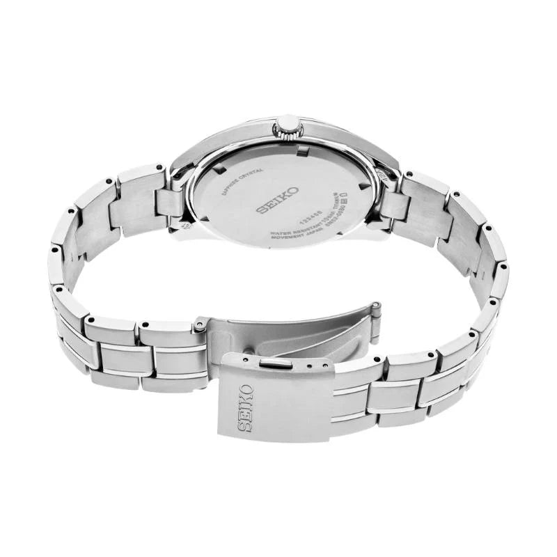 Seiko Essentials Quartz Black Dial Titanium Watch with Date (SUR375P1)