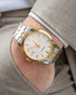 Seiko SUR402P1 two-tone stainless steel bracelet laid flat