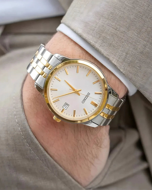 Seiko Essentials Quartz White Dial Two-Tone Stainless Steel Watch (SUR402P1)
