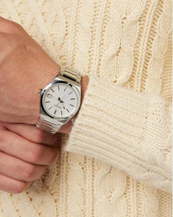 Seiko Conceptual Quartz White Dial Stainless Steel Watch (SUR553P1)