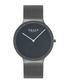 Obaku Net Smokey V307GXUUMU grey dial minimalist watch with gun-grey mesh bracelet and sapphire crystal