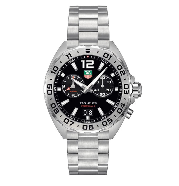 TAG Heuer Formula 1 Quartz Chronograph Alarm Black Dial Stainless Steel Pre-Owned Watch WAZ111A.BA0875