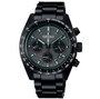 Seiko Prospex Speedtimer Solar Chronograph SSC917P1 black ion-plated watch with black dial and turquoise indices on steel bracelet